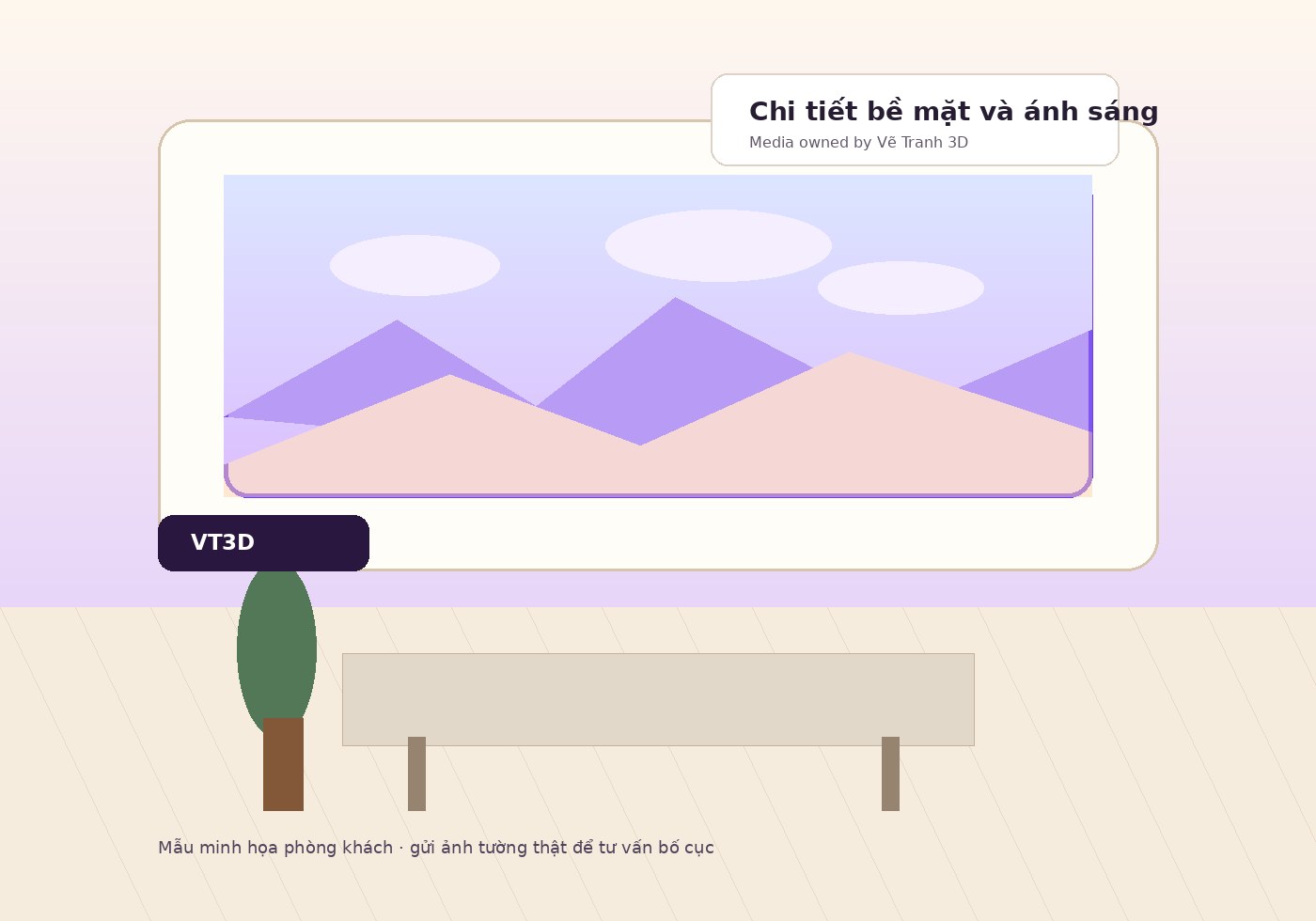 Tranh dán tường 3D cho phòng khách - góc 2 cho phòng khách trong hệ media Vẽ Tranh 3D