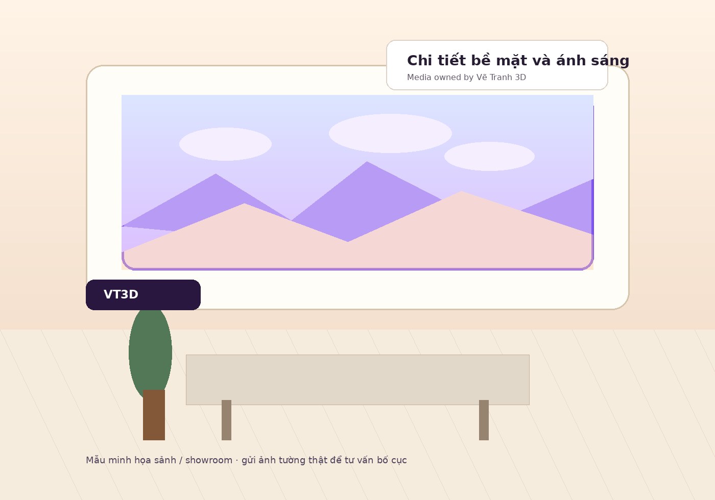 Tranh dán tường 3D cho sảnh và quầy lễ tân - góc 2 cho sảnh trong hệ media Vẽ Tranh 3D