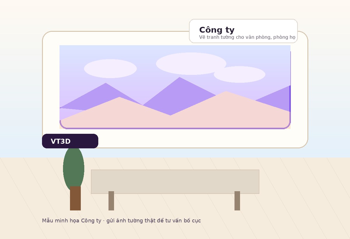 Mẫu minh họa tranh tường 3D cho Công ty / văn phòng trên bức tường thật